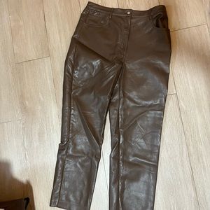 Aritzia vegan leather Melina pant brown size 14 but altered to fit like a 12